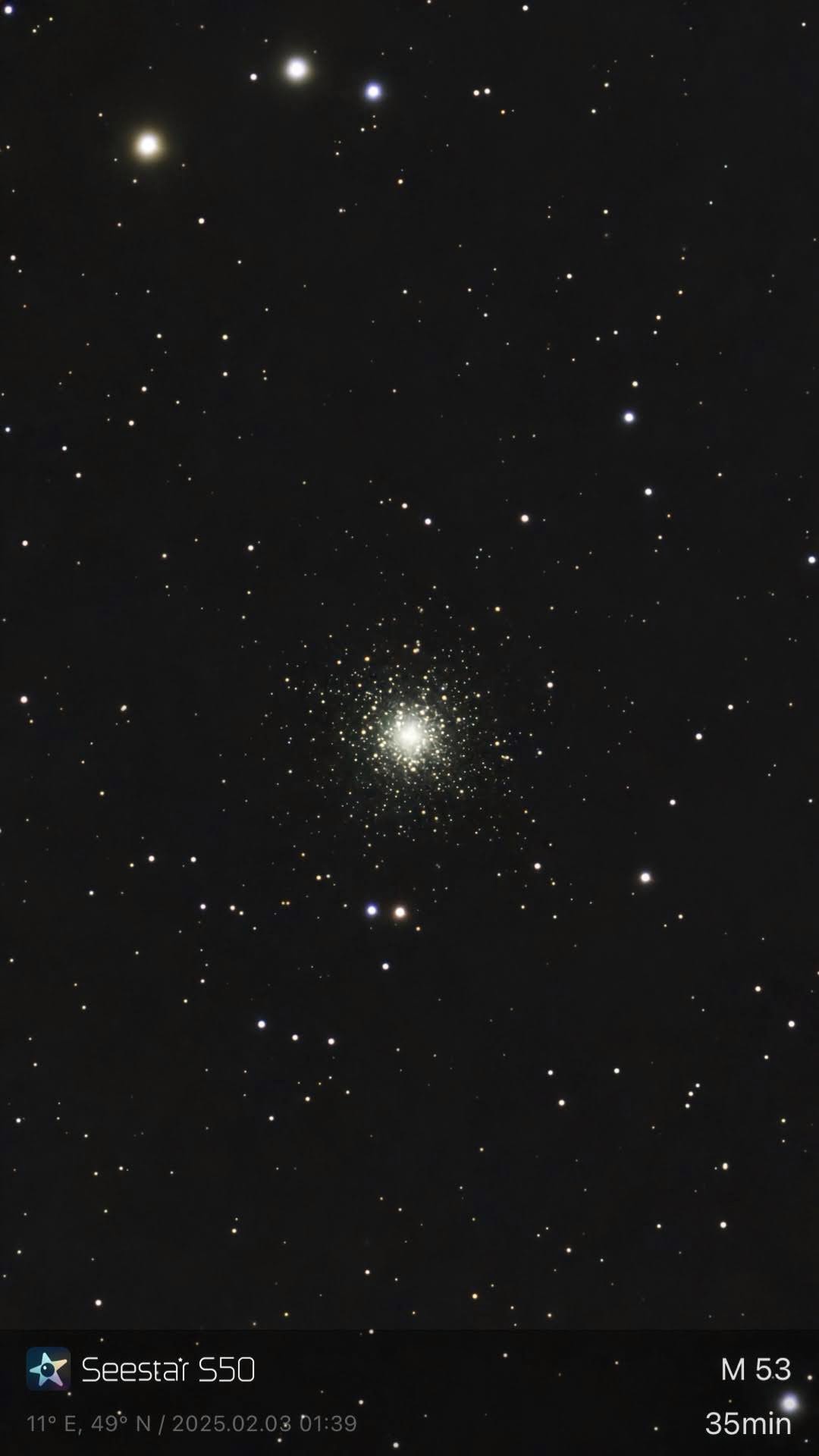 M 53 – Kugelsternhaufen (Seestar)